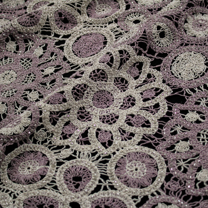 Macramé Lace | Rosette Flowers and Abstract Geometric Pattern | Bicolor