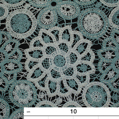 Macramé Lace | Rosette Flowers and Abstract Geometric Pattern | Bicolor