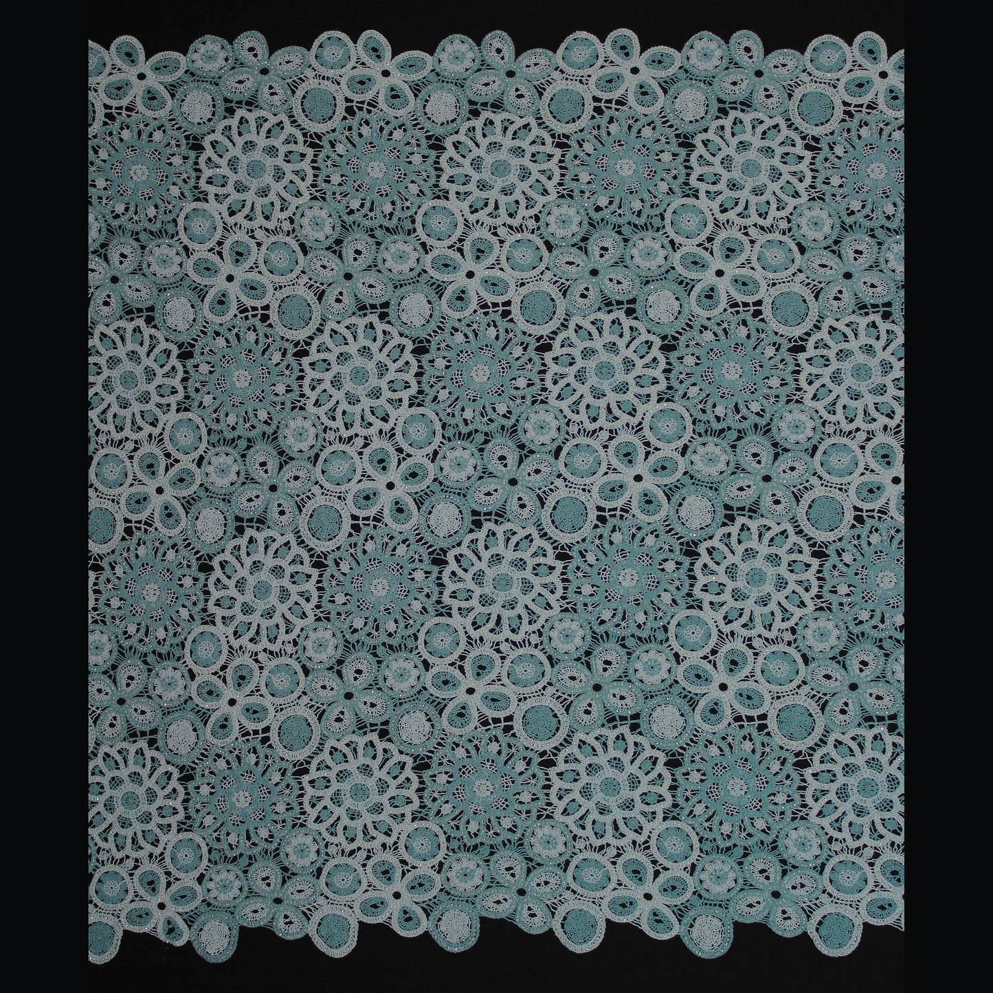 Macramé Lace | Rosette Flowers and Abstract Geometric Pattern | Bicolor