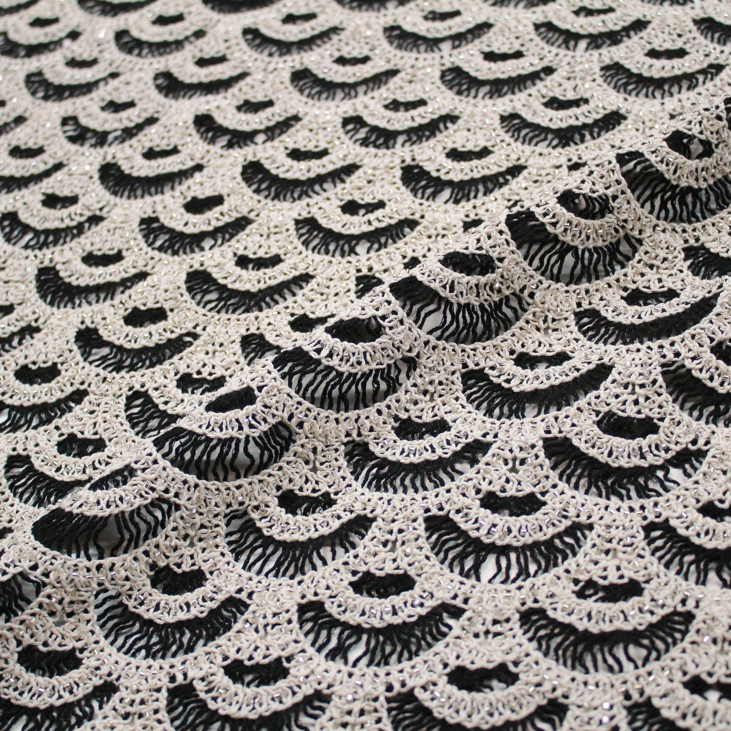 Macramé Lace | Abstract Geometric Circles, Arches, and Fan Pattern