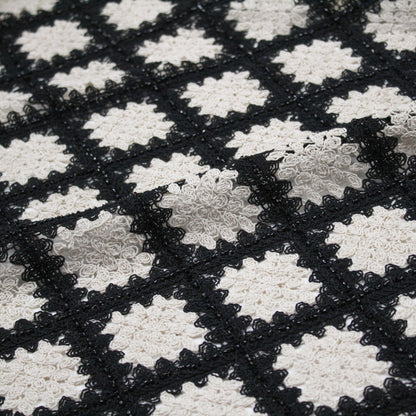 Macramé Lace | Abstract Geometric Rhombus Pattern | Bicolor Black & White