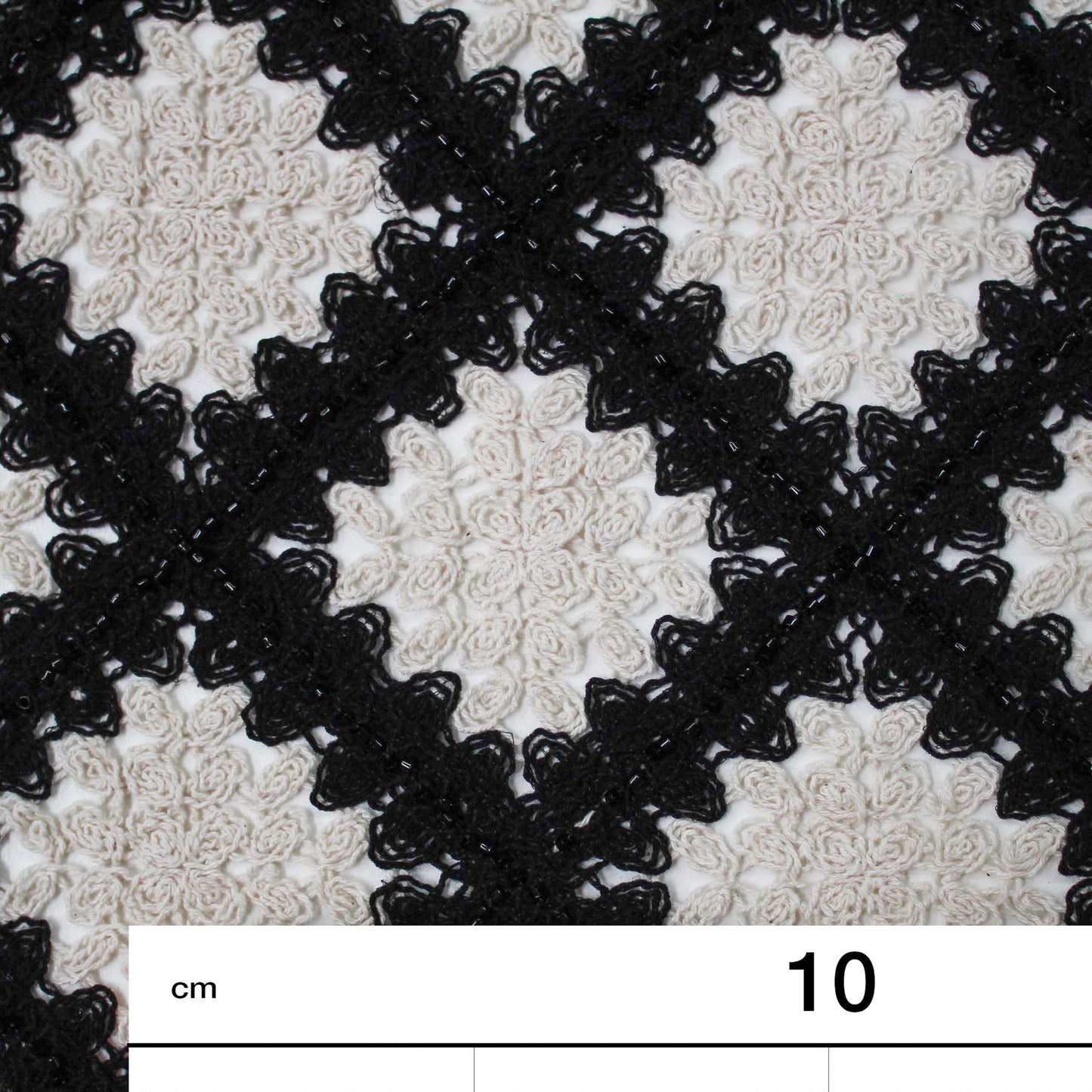 Macramé Lace | Abstract Geometric Rhombus Pattern | Bicolor Black & White