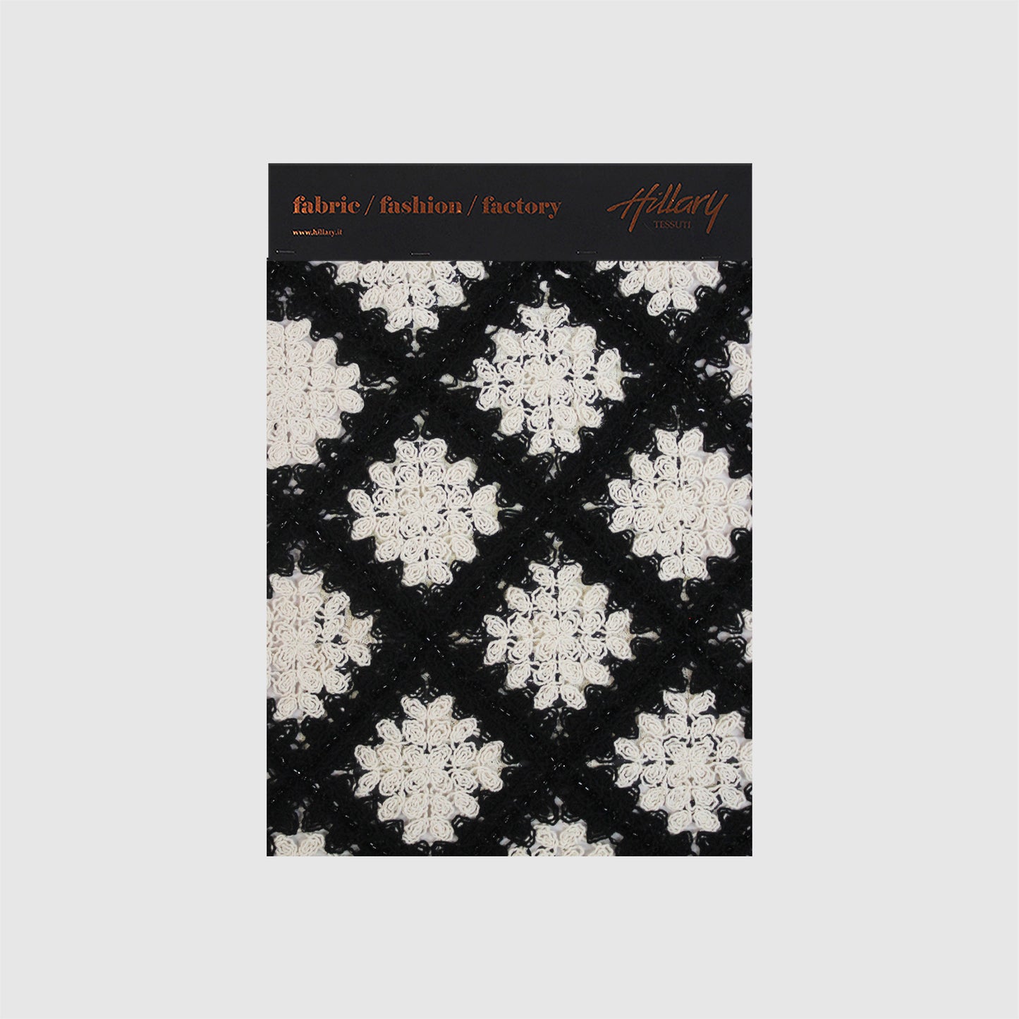 Macramé Lace | Abstract Geometric Rhombus Pattern | Bicolor Black & White