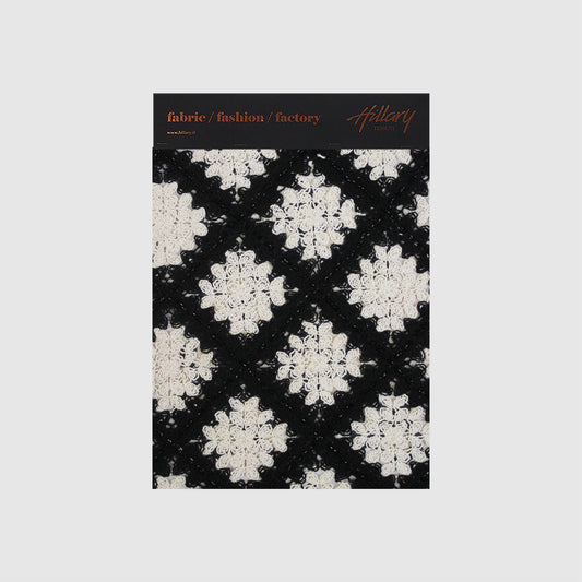 Cartella Pizzo Macramé | Motivo Geometrico Astratto a Rombi | Bicolor Bianco e Nero