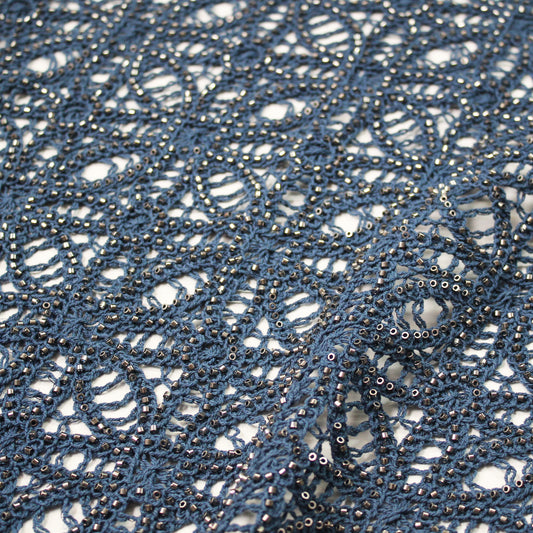 Macramé Lace with Geometric Pattern and Corals