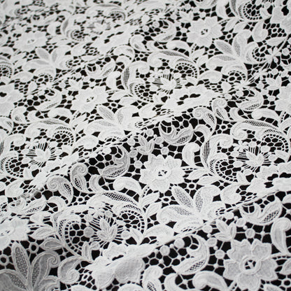 Embroidered and Rebrode Macramé Lace with Flowers
