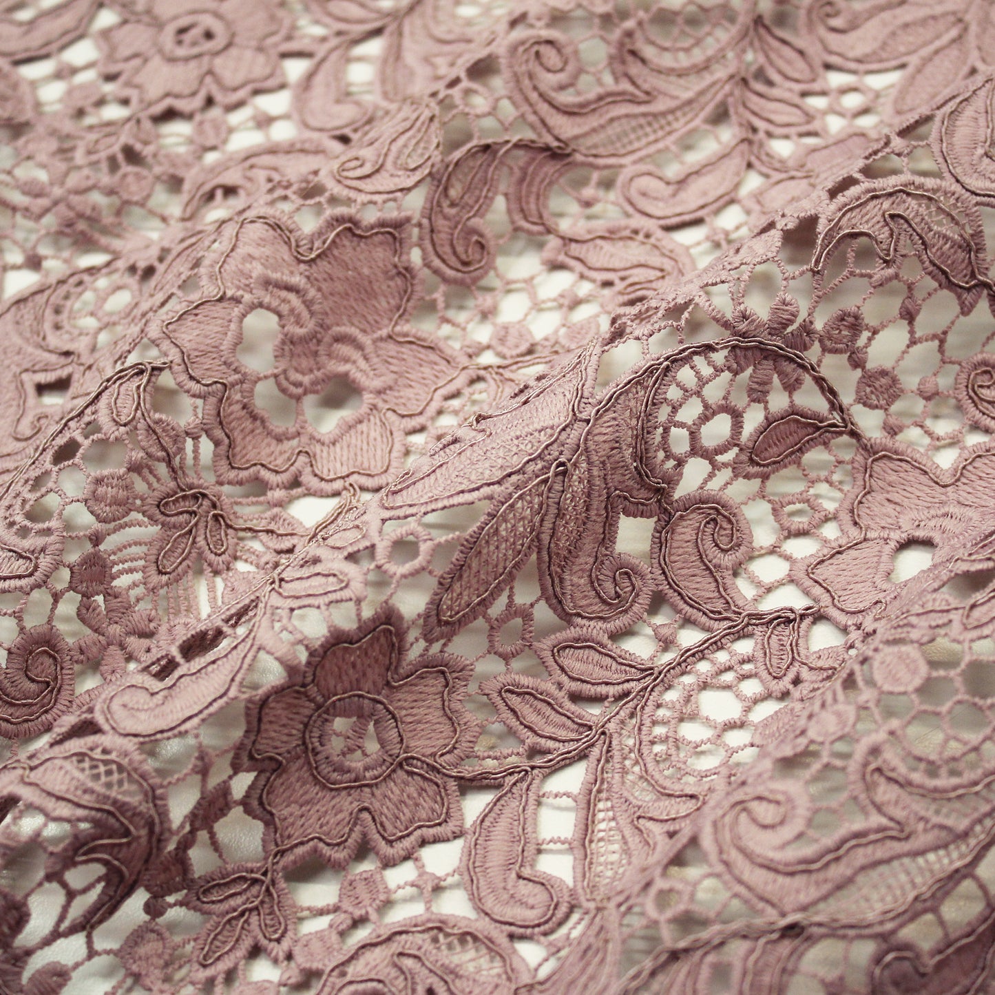 Embroidered and Rebrode Macramé Lace with Flowers