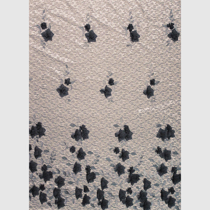 Pizzo Nude Ricamato con Fiori in Georgette 3D