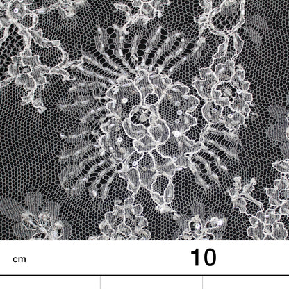 Haute Couture Lace | Bridal Ombré Embroidered Lace with Seed Beads, Sequins, All-Over Floral & Double Scallop | FRI625