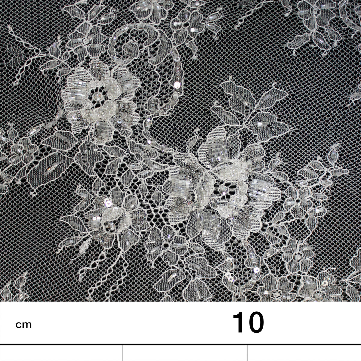 Haute Couture Lace | Bridal Ombré Embroidered Lace with Seed Beads, Sequins, All-Over Floral Bouquets & Double Border | FRI963