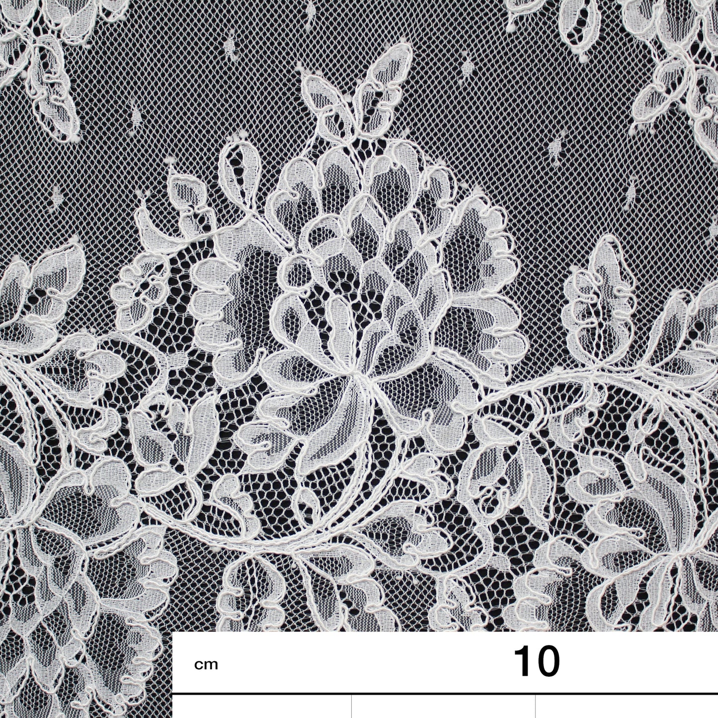 Re-embroidered Lace | Horizontal Zigzag Bands with Large Flowers | Double Border | H 140 cm | FSW4311