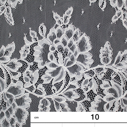 Re-embroidered Lace | Horizontal Zigzag Bands with Large Flowers | Double Border | H 140 cm | FSW4311
