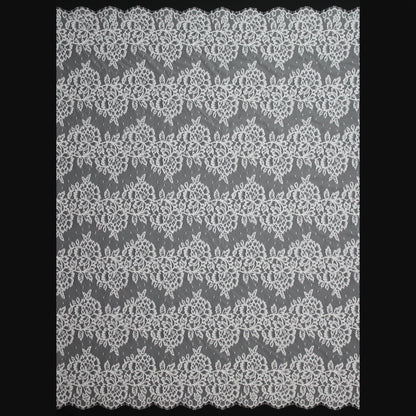 Re-embroidered Lace | Horizontal Zigzag Bands with Large Flowers | Double Border | H 140 cm | FSW4311