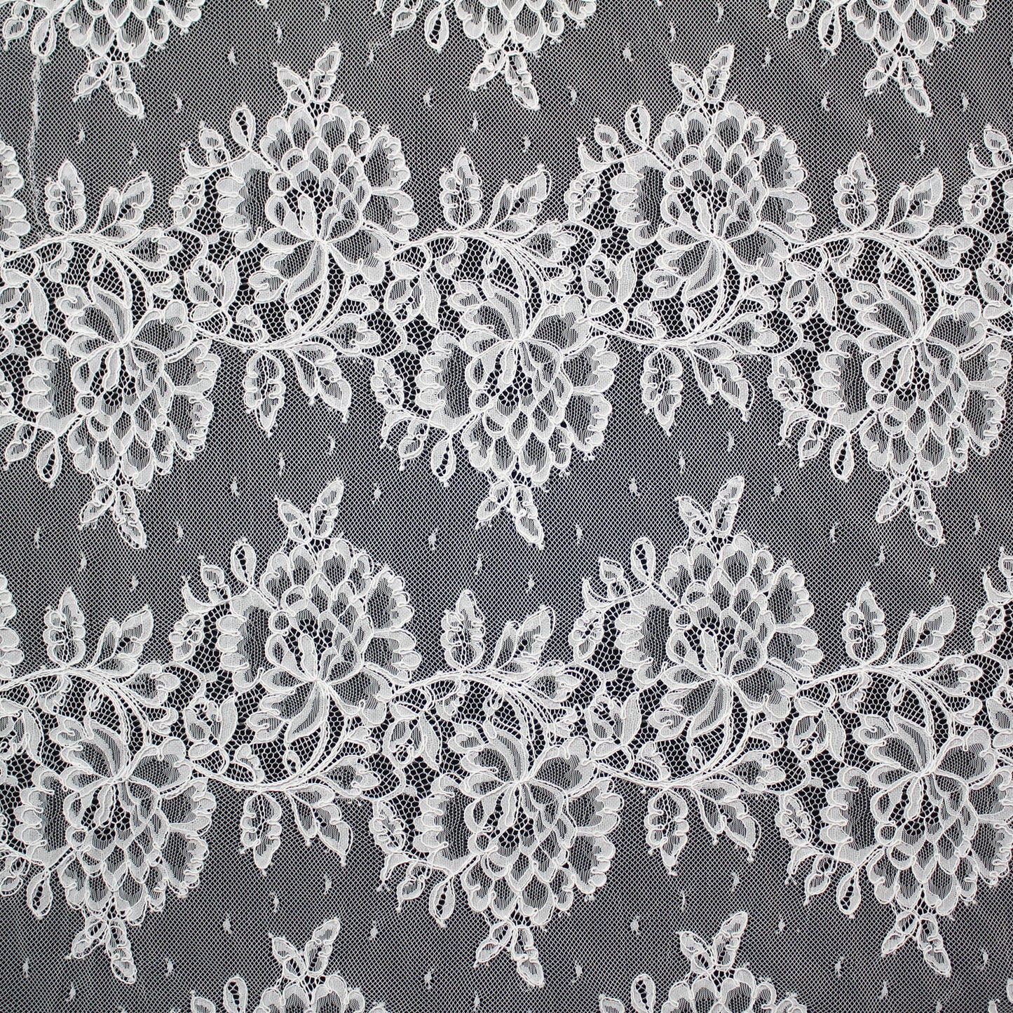 Re-embroidered Lace | Horizontal Zigzag Bands with Large Flowers | Double Border | H 140 cm | FSW4311