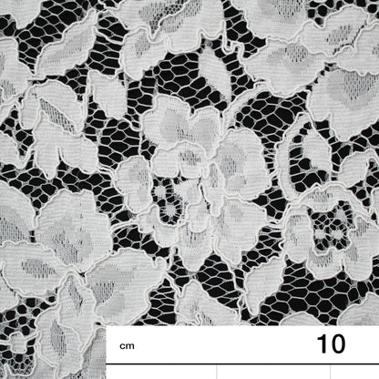 Filet Re-embroidered Lace | Full-Field Large Flowers | Double Scalloped Edge | H 145 cm | FSW4351