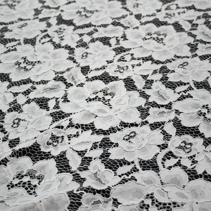 Filet Re-embroidered Lace | Full-Field Large Flowers | Double Scalloped Edge | H 145 cm | FSW4351