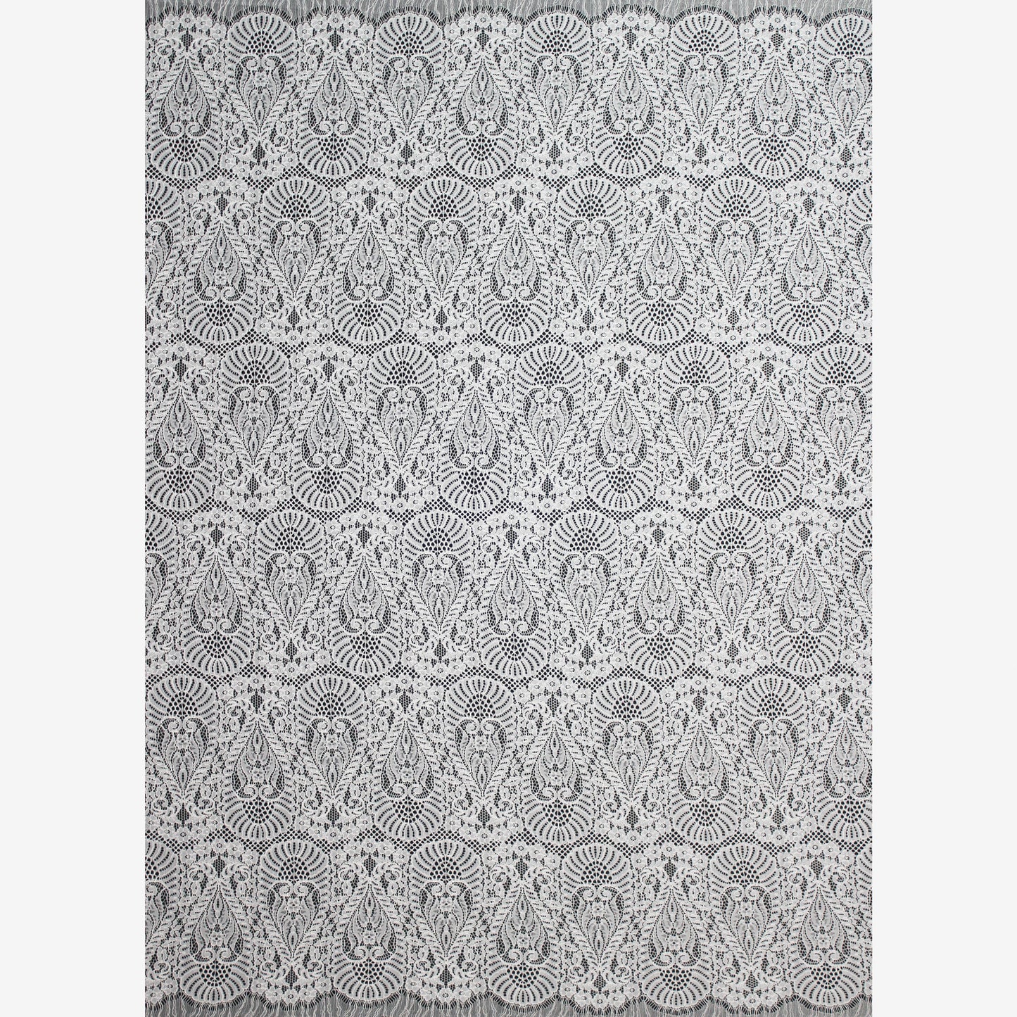 Re-embroidered Filet Lace | Arabesque Pattern | Double Scalloped Edge | H 145 cm | FSW3896