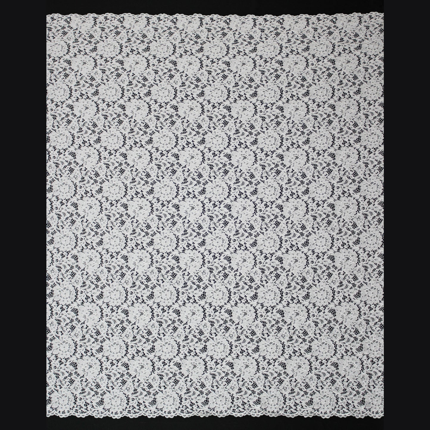 Re-embroidered Filet Lace | All-over Natural Pattern | Double Scalloped Edge | H 160 cm | FSW3517