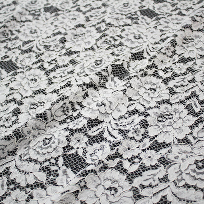 Re-embroidered Filet Lace | Large All-over Roses | Double Scalloped Edge | H 140 cm | FSW4210