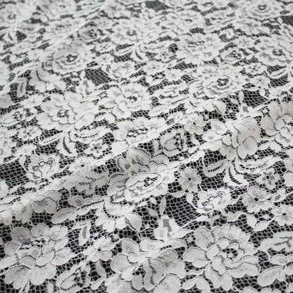 Re-embroidered Filet Lace | Large All-over Roses | Double Scalloped Edge | H 140 cm | FSW4210