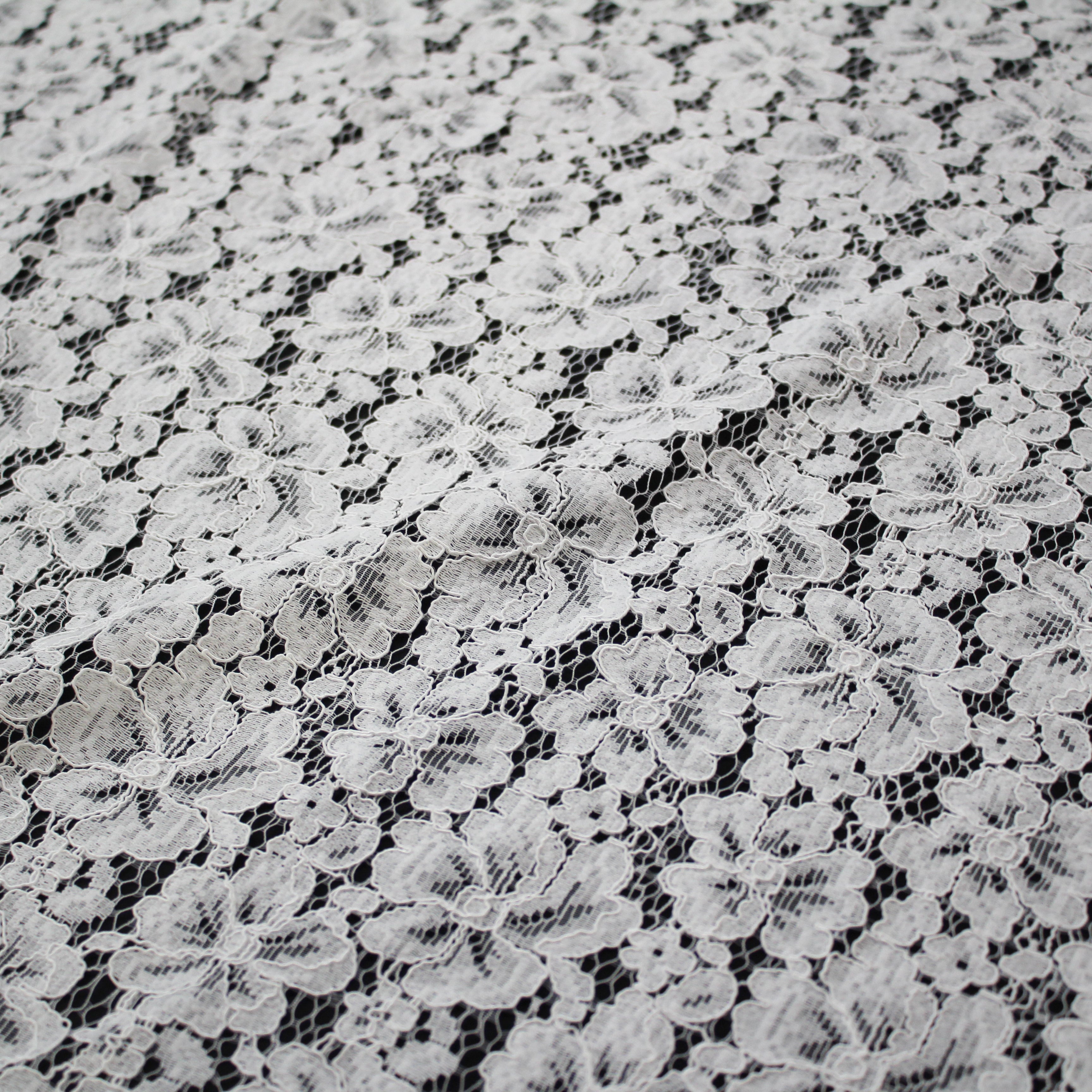 Pizzo Rebrodato | Fiori a Campo Pieno | Doppio Smerlo | H 140 cm | FW1594/A