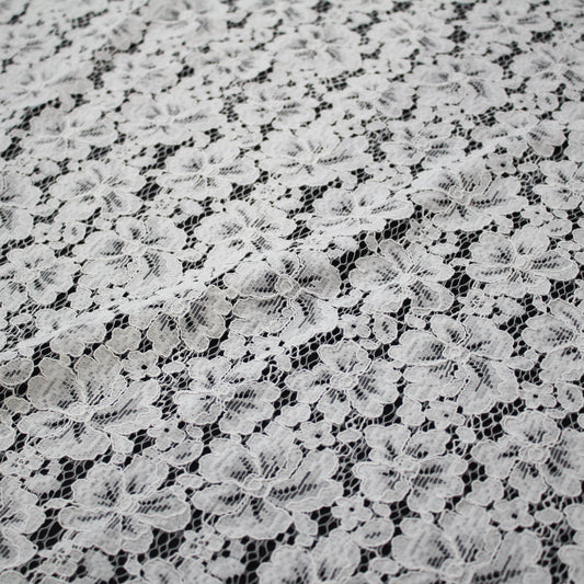 Pizzo Rebrodato | Fiori a Campo Pieno | Doppio Smerlo | H 140 cm | FW1594/A