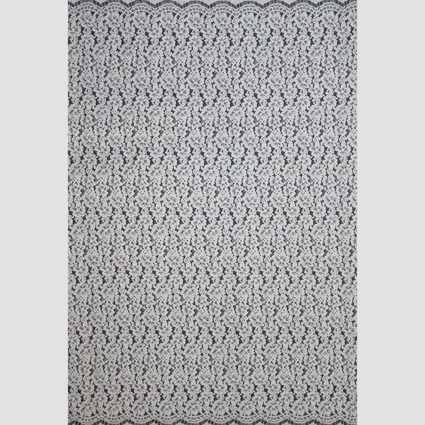 Pizzo Rebrodato | Fiori a Campo Pieno | Doppio Smerlo | H 140 cm | FW1594/A