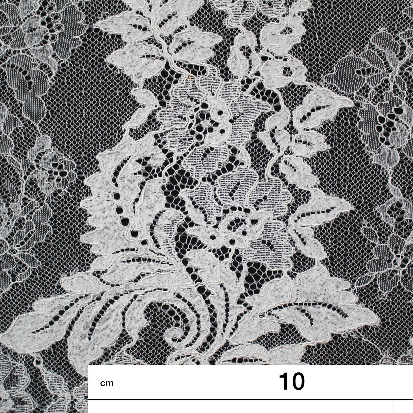 Re-embroidered Lace | Vertical Floral Stripes | Double Arabesque Scalloped Edge | H 144 cm | FSW1597