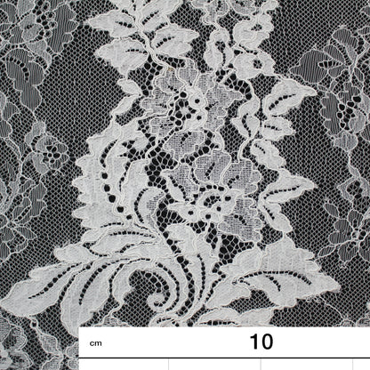 Re-embroidered Lace | Vertical Floral Stripes | Double Arabesque Scalloped Edge | H 144 cm | FSW1597