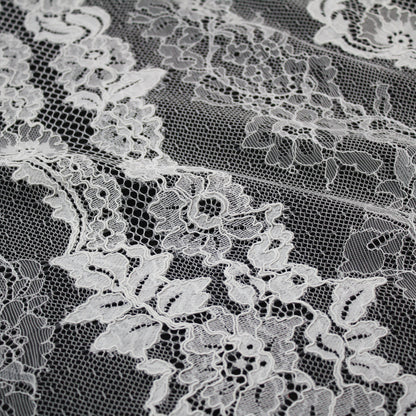Re-embroidered Lace | Vertical Floral Stripes | Double Arabesque Scalloped Edge | H 144 cm | FSW1597