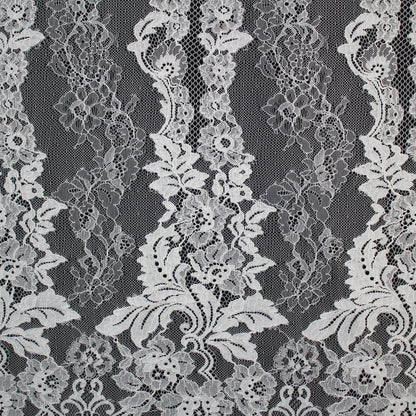 Re-embroidered Lace | Vertical Floral Stripes | Double Arabesque Scalloped Edge | H 144 cm | FSW1597