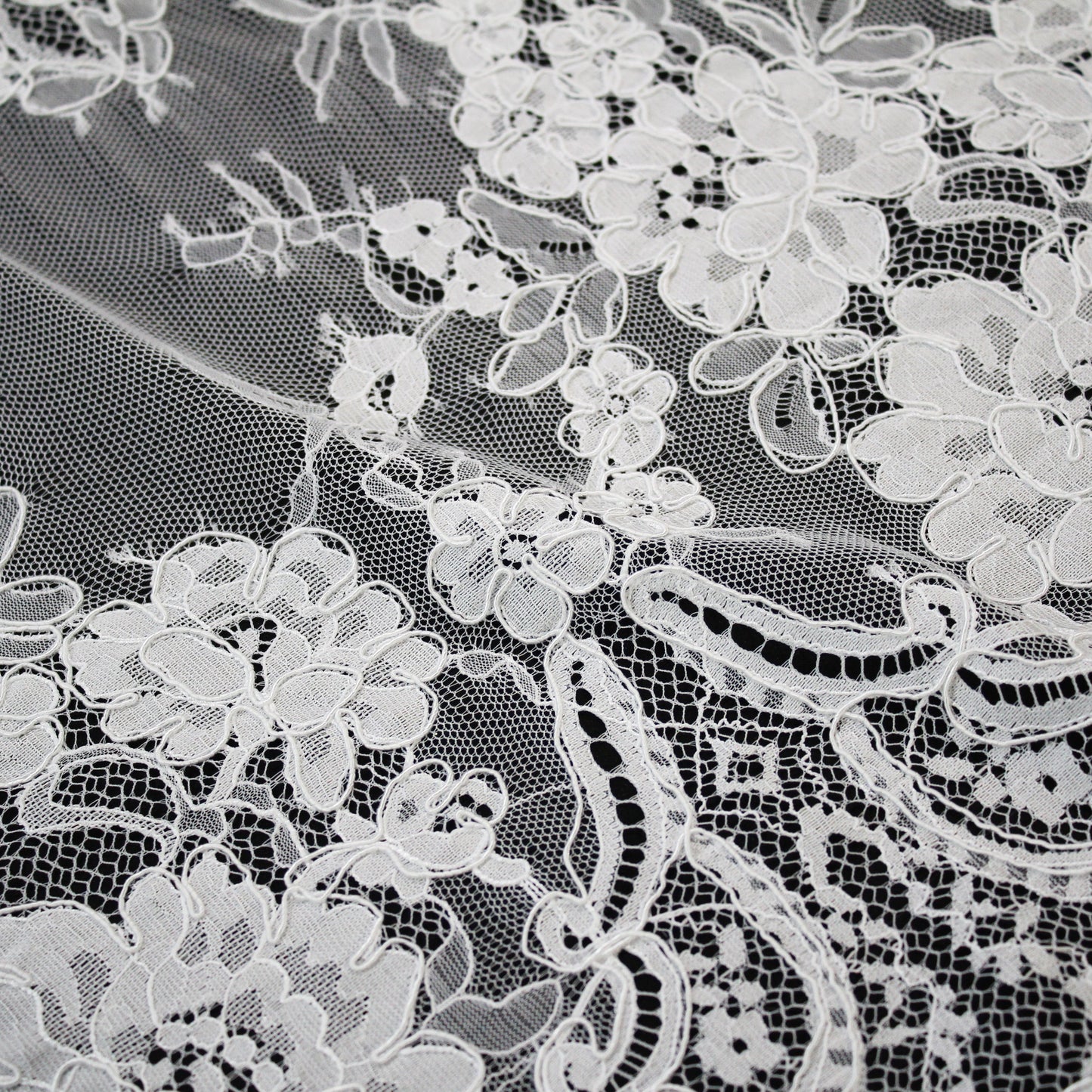 Re-embroidered Lace | Gradient Floral Design | High Double Floral Border | H 150 cm | FSW1953