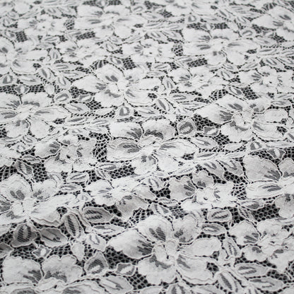 Re-embroidered Lace | Large All-over Floral Design | Double Scalloped Edge | H 145 cm | FSW4158