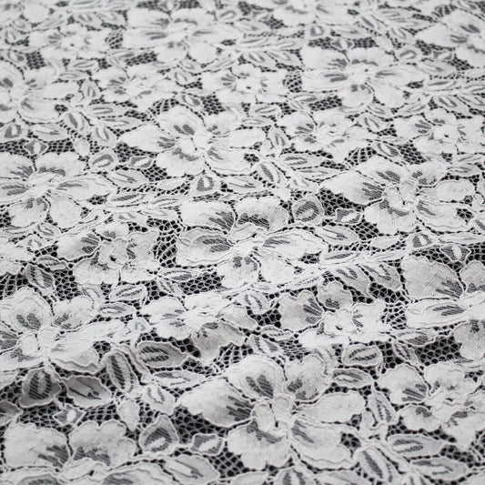 Re-embroidered Lace | Large All-over Floral Design | Double Scalloped Edge | H 145 cm | FSW4158