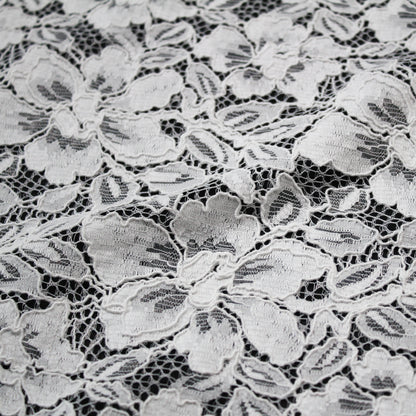 Re-embroidered Lace | Large All-over Floral Design | Double Scalloped Edge | H 145 cm | FSW4158