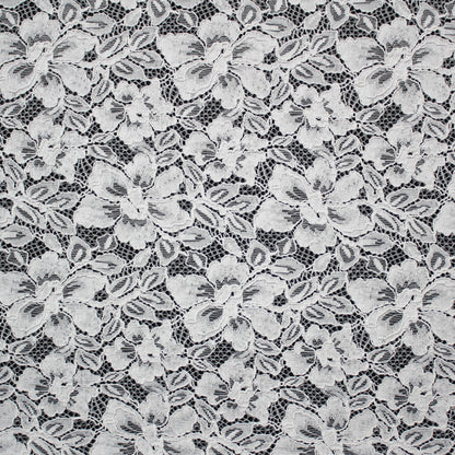 Re-embroidered Lace | Large All-over Floral Design | Double Scalloped Edge | H 145 cm | FSW4158
