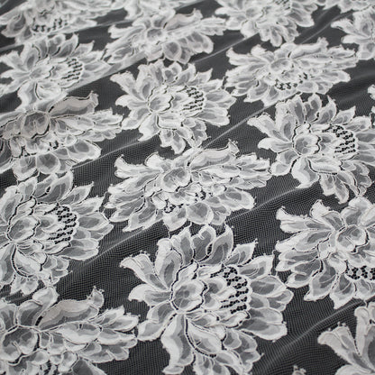 Re-embroidered Lace | Large Flowers | Double Scalloped Edge | H 150 cm | FSW4280