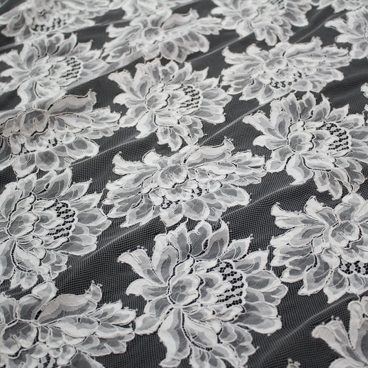 Re-embroidered Lace | Large Flowers | Double Scalloped Edge | H 150 cm | FSW4280