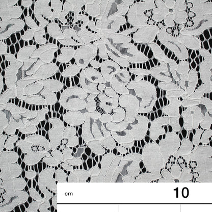 Re-embroidered Lace | Large Flowers & Leaves | Double Scalloped Edge | H 145–150 cm | FSW3516