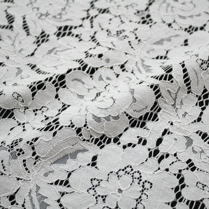 Re-embroidered Lace | Large Flowers & Leaves | Double Scalloped Edge | H 145–150 cm | FSW3516