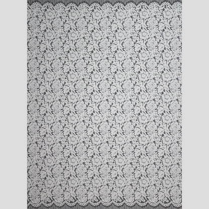Re-embroidered Lace | Large Flowers & Leaves | Double Scalloped Edge | H 145–150 cm | FSW3516