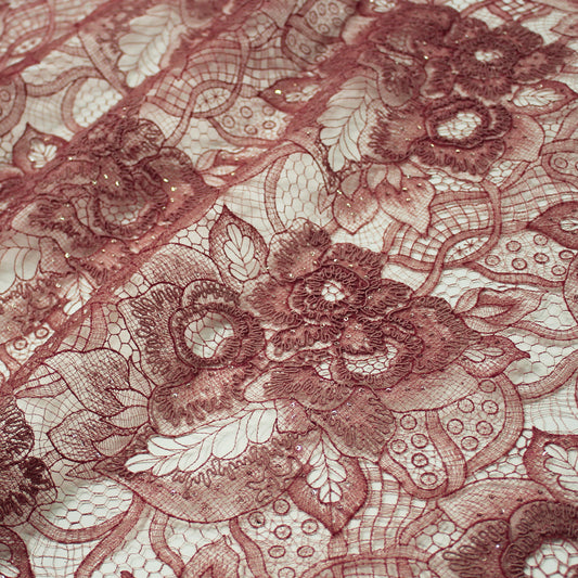 Pizzo Rebrodato con Fiori e Paillettes