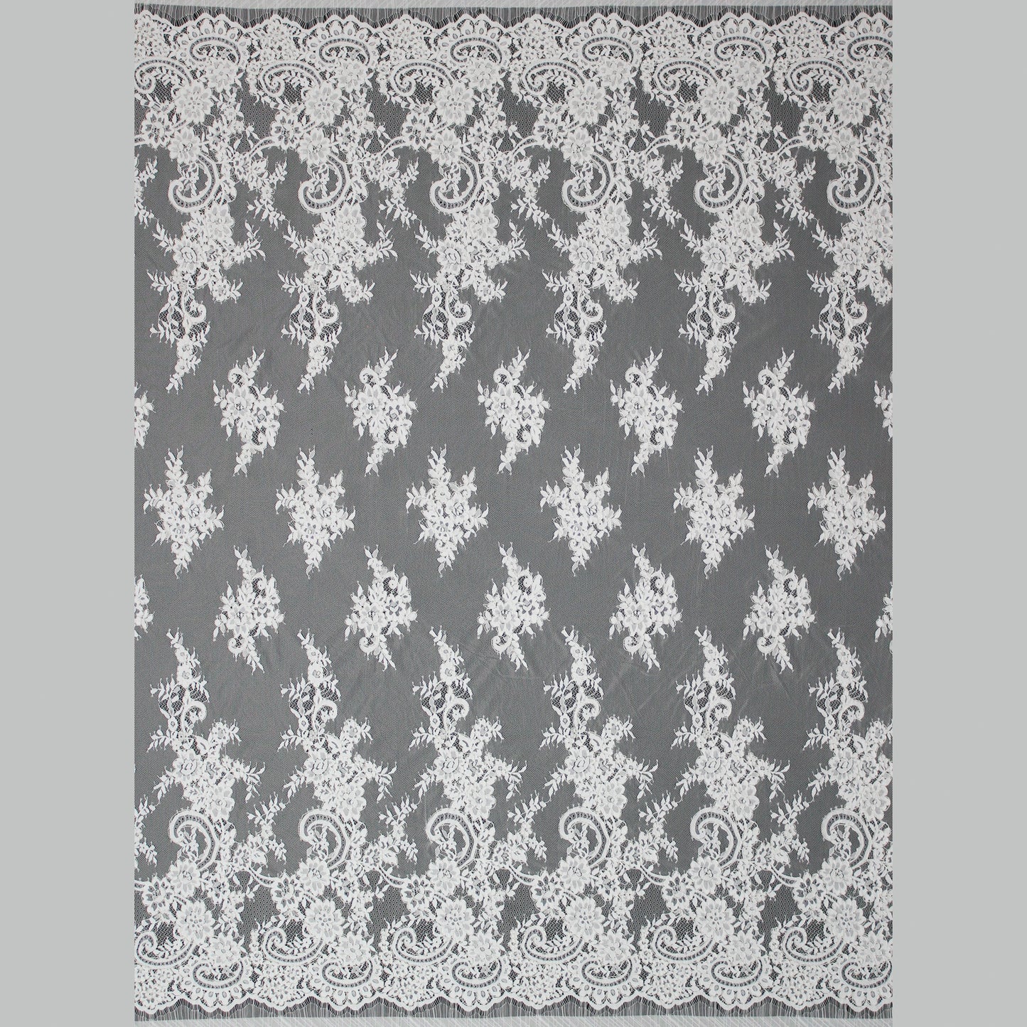 Re-embroidered Lace | Floral & Paisley Pattern | High Double Floral Border | H 140 cm | FSW2314