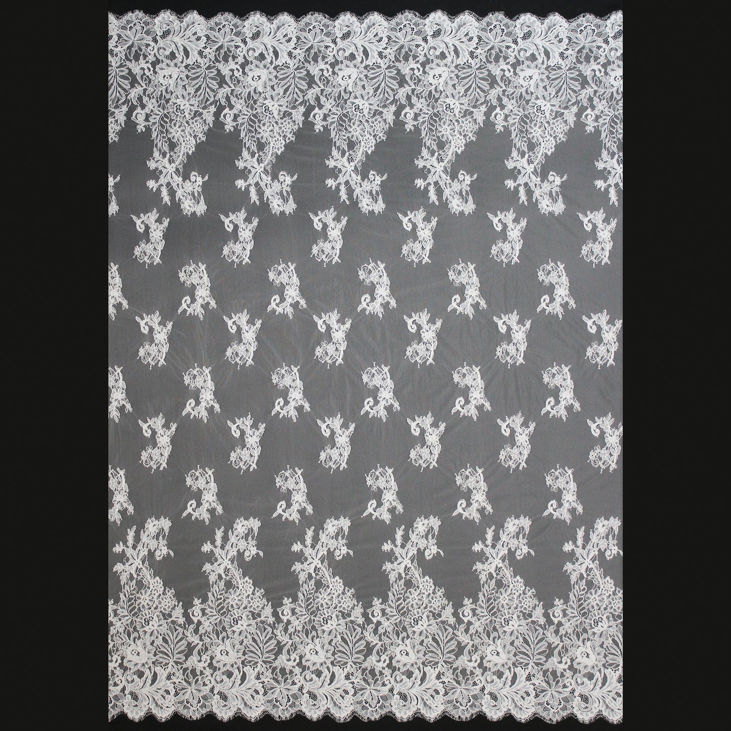 Re-embroidered Lace | Scattered Flowers | High Double Floral Branch Border | H 150 cm | FSW1705