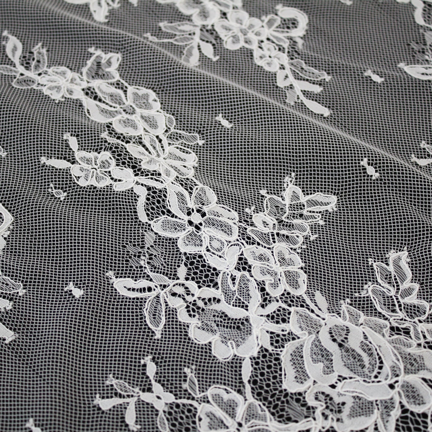 Re-embroidered Lace | Scattered Flowers | Medium Double Floral Branch Border | H 150 cm | FSW1934