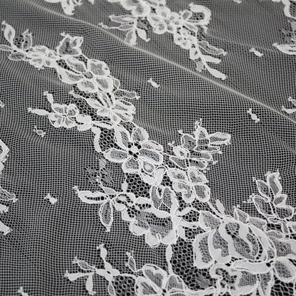 Re-embroidered Lace | Scattered Flowers | Medium Double Floral Branch Border | H 150 cm | FSW1934