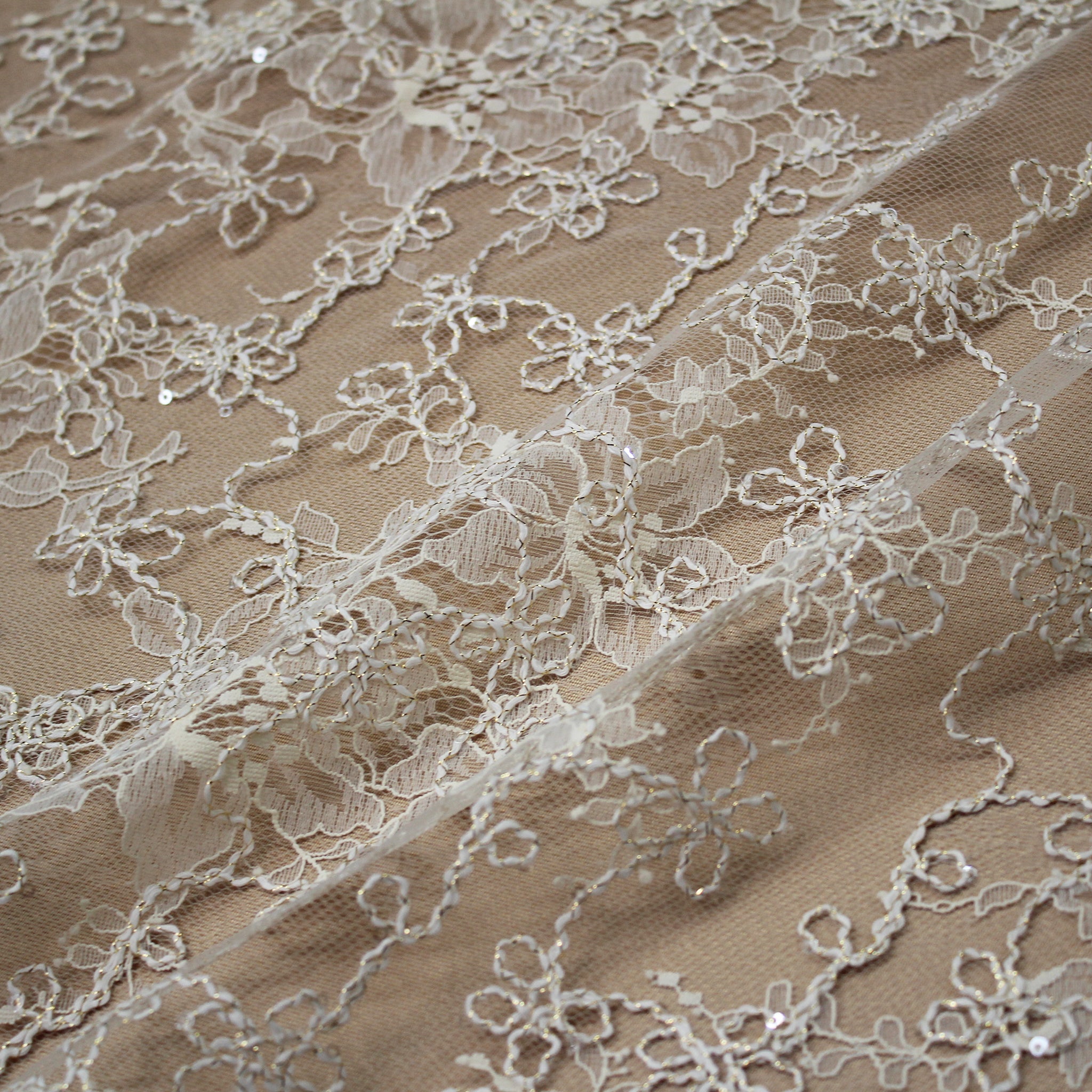 Rebrodato Lace with Lurex and Sequins