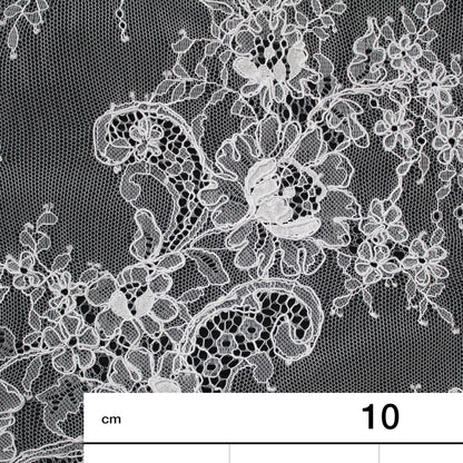 Re-embroidered Lace | Floral Bouquets | High Border with Flowers, Paisley and Scallop | H 154 cm | FSW1137