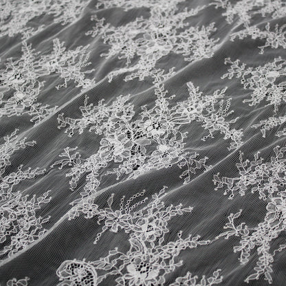 Re-embroidered Lace | Floral Bouquets | High Border with Flowers, Paisley and Scallop | H 154 cm | FSW1137