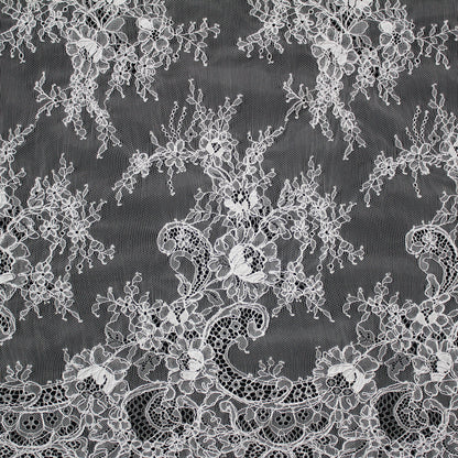 Re-embroidered Lace | Floral Bouquets | High Border with Flowers, Paisley and Scallop | H 154 cm | FSW1137